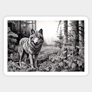 Wolf Animal Predator Wild Nature Ink Sketch Style Sticker